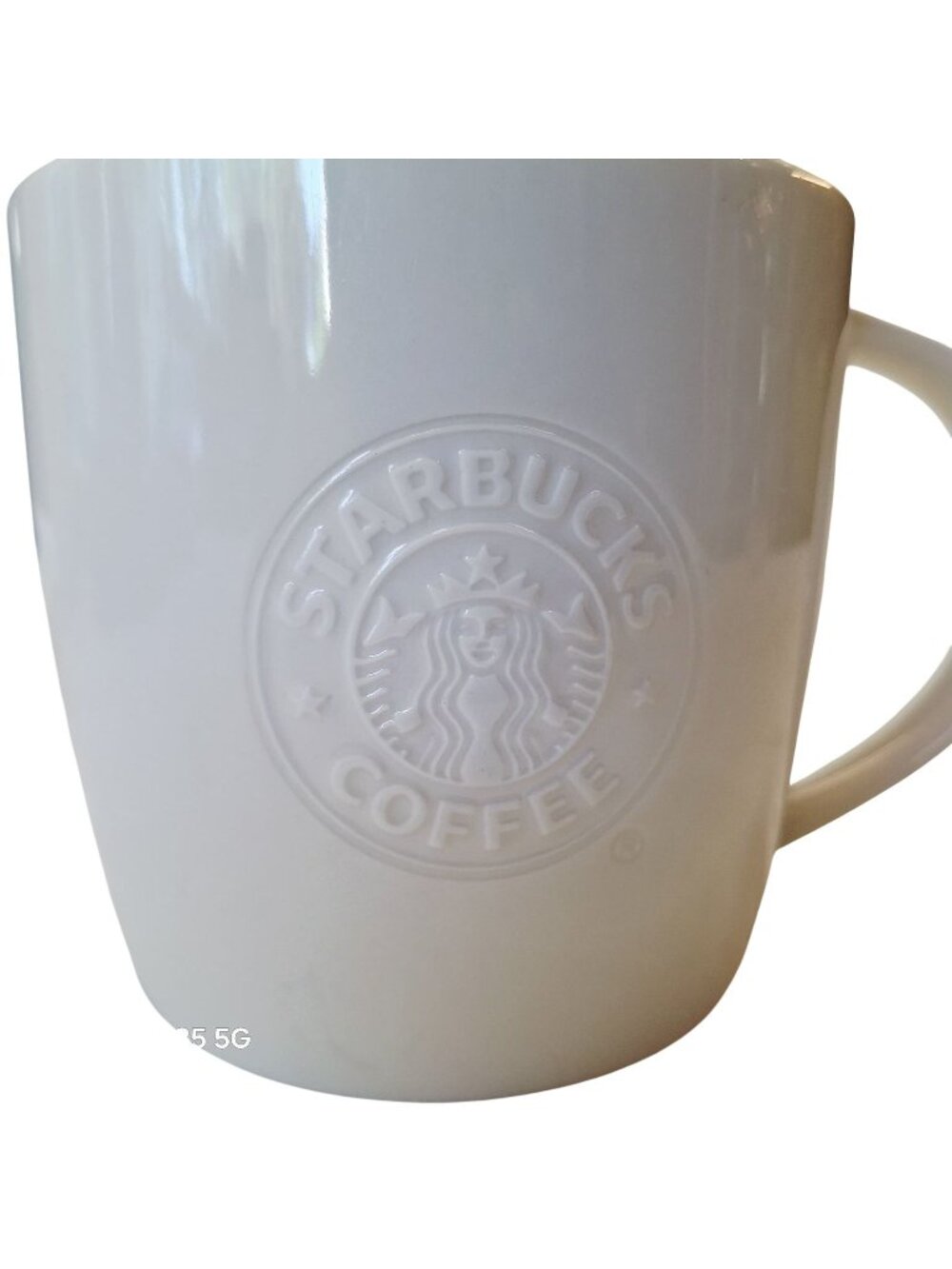 Starbucks Embossed Coffee Mug New Bone China 2009 White Stoneware 12 Oz Dishwash
